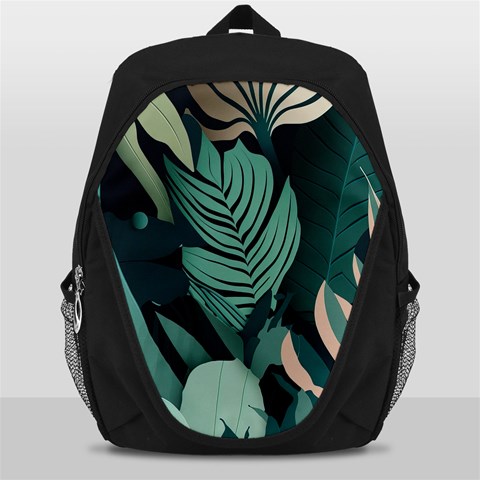 Green Nature Bohemian Painting Leaves Foliage Backpack Bag from ArtsNow.com Front