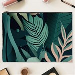 Green Nature Bohemian Painting Leaves Foliage Cosmetic Bag (XXXL)