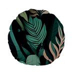 Green Nature Bohemian Painting Leaves Foliage Standard 15  Premium Round Cushions