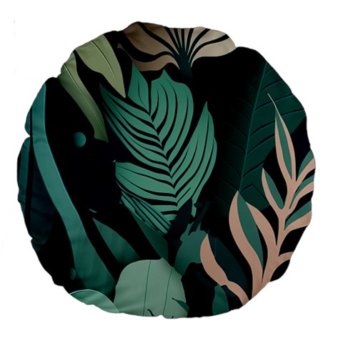 Green Nature Bohemian Painting Leaves Foliage Large 18  Premium Round Cushions from ArtsNow.com Front