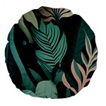 Green Nature Bohemian Painting Leaves Foliage Large 18  Premium Round Cushions