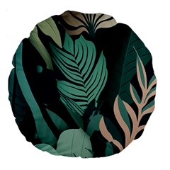 Green Nature Bohemian Painting Leaves Foliage Large 18  Premium Round Cushions from ArtsNow.com Back