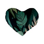 Green Nature Bohemian Painting Leaves Foliage Standard 16  Premium Heart Shape Cushions