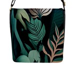 Green Nature Bohemian Painting Leaves Foliage Flap Closure Messenger Bag (L)