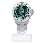 Green Nature Bohemian Painting Leaves Foliage Plastic Nurses Watch