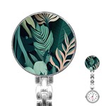 Green Nature Bohemian Painting Leaves Foliage Stainless Steel Nurses Watch