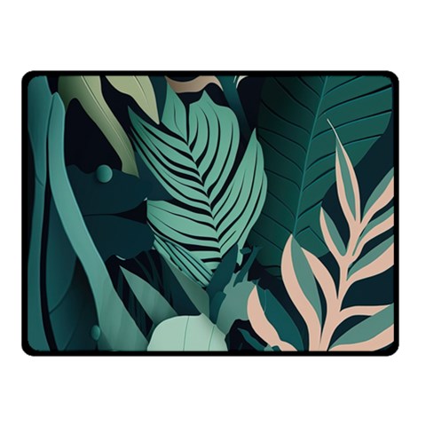 Green Nature Bohemian Painting Leaves Foliage Fleece Blanket (Small) from ArtsNow.com 45 x34  Blanket Front