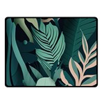 Green Nature Bohemian Painting Leaves Foliage Fleece Blanket (Small)