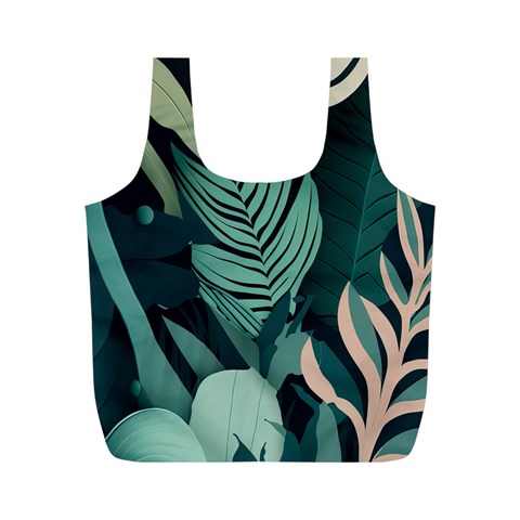 Green Nature Bohemian Painting Leaves Foliage Full Print Recycle Bag (M) from ArtsNow.com Front