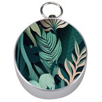 Green Nature Bohemian Painting Leaves Foliage Silver Compasses