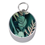 Green Nature Bohemian Painting Leaves Foliage Mini Silver Compasses