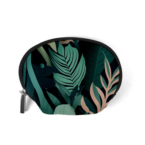 Green Nature Bohemian Painting Leaves Foliage Accessory Pouch (Small) from ArtsNow.com Back