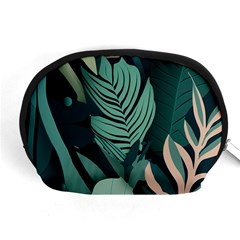 Green Nature Bohemian Painting Leaves Foliage Accessory Pouch (Medium) from ArtsNow.com Front