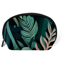 Green Nature Bohemian Painting Leaves Foliage Accessory Pouch (Large) from ArtsNow.com Back