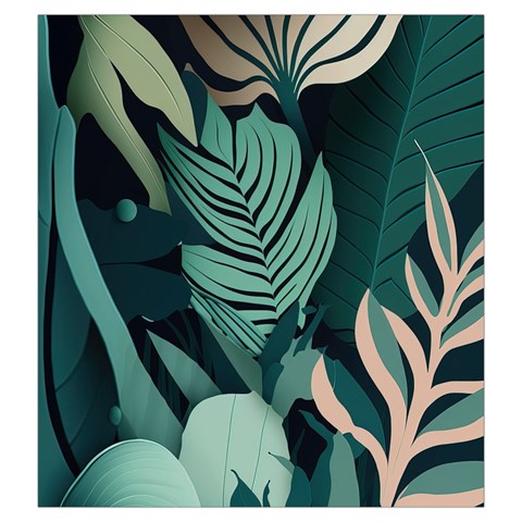 Green Nature Bohemian Painting Leaves Foliage Drawstring Pouch (Large) from ArtsNow.com Front