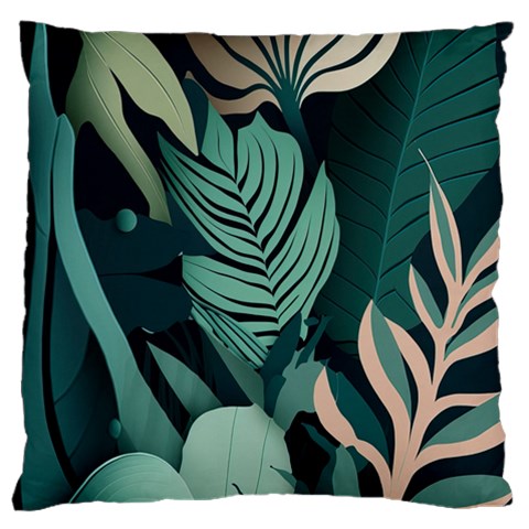 Green Nature Bohemian Painting Leaves Foliage Standard Premium Plush Fleece Cushion Case (One Side) from ArtsNow.com Front