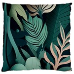 Green Nature Bohemian Painting Leaves Foliage Standard Premium Plush Fleece Cushion Case (Two Sides)