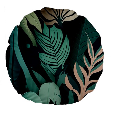 Green Nature Bohemian Painting Leaves Foliage Large 18  Premium Flano Round Cushions from ArtsNow.com Front