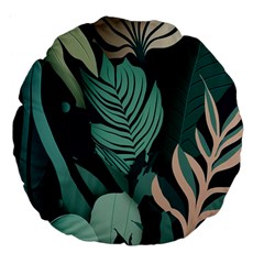 Green Nature Bohemian Painting Leaves Foliage Large 18  Premium Flano Round Cushions from ArtsNow.com Front