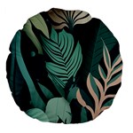 Green Nature Bohemian Painting Leaves Foliage Large 18  Premium Flano Round Cushions