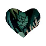 Green Nature Bohemian Painting Leaves Foliage Standard 16  Premium Flano Heart Shape Cushions