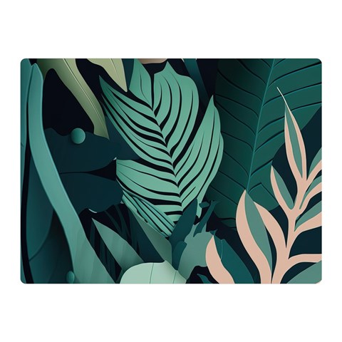 Green Nature Bohemian Painting Leaves Foliage Premium Plush Fleece Blanket (Mini) from ArtsNow.com 35 x27  Blanket Front