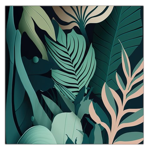 Green Nature Bohemian Painting Leaves Foliage Square Satin Scarf (36  x 36 ) from ArtsNow.com Front