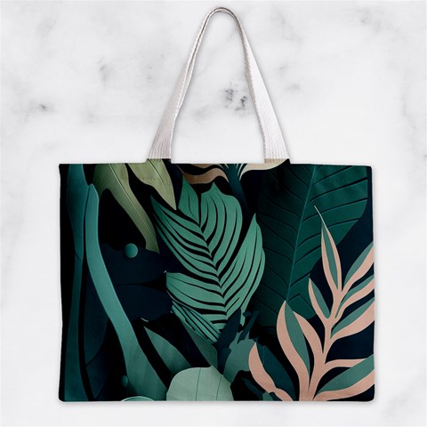 Green Nature Bohemian Painting Leaves Foliage Zipper Mini Tote Bag from ArtsNow.com Front