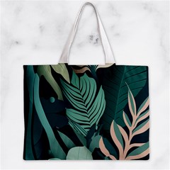 Green Nature Bohemian Painting Leaves Foliage Zipper Mini Tote Bag from ArtsNow.com Front