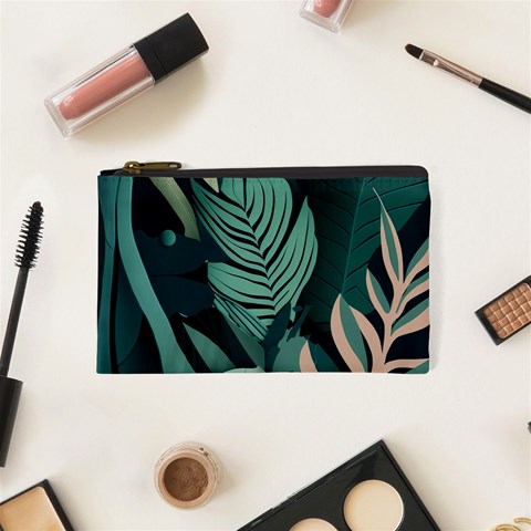 Green Nature Bohemian Painting Leaves Foliage Cosmetic Bag (XS) from ArtsNow.com Front