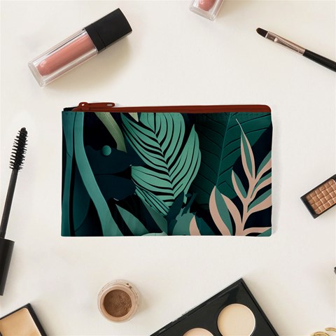 Green Nature Bohemian Painting Leaves Foliage Cosmetic Bag (XS) from ArtsNow.com Front