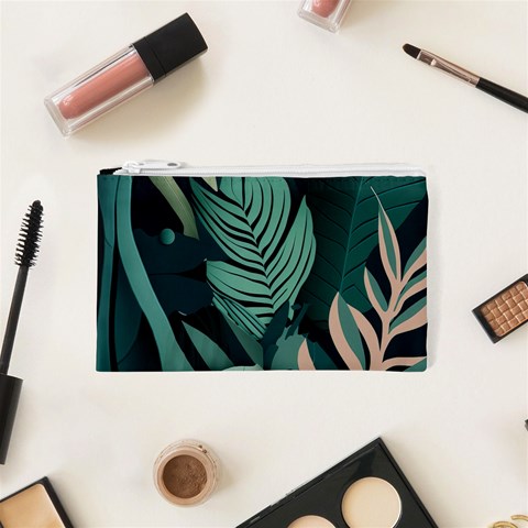 Green Nature Bohemian Painting Leaves Foliage Cosmetic Bag (XS) from ArtsNow.com Front