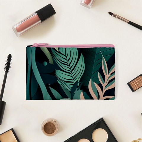 Green Nature Bohemian Painting Leaves Foliage Cosmetic Bag (XS) from ArtsNow.com Front