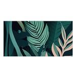 Green Nature Bohemian Painting Leaves Foliage Satin Shawl 45  x 80 