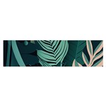Green Nature Bohemian Painting Leaves Foliage Oblong Satin Scarf (16  x 60 )