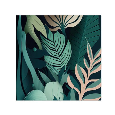 Green Nature Bohemian Painting Leaves Foliage Square Satin Scarf (30  x 30 ) from ArtsNow.com Front