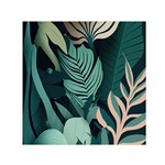 Green Nature Bohemian Painting Leaves Foliage Square Satin Scarf (30  x 30 )