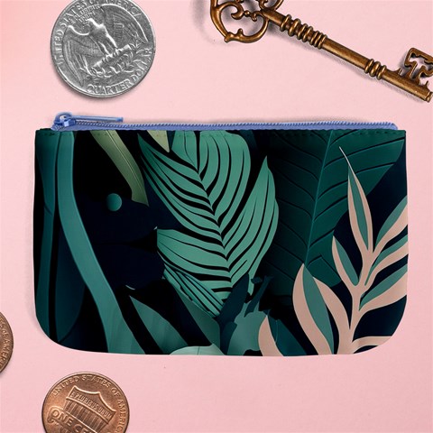 Green Nature Bohemian Painting Leaves Foliage Large Coin Purse from ArtsNow.com Front