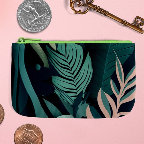 Green Nature Bohemian Painting Leaves Foliage Large Coin Purse from ArtsNow.com Front