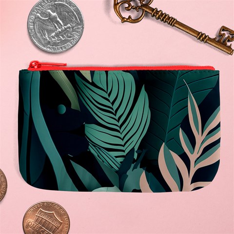 Green Nature Bohemian Painting Leaves Foliage Large Coin Purse from ArtsNow.com Front
