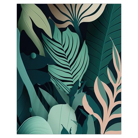 Green Nature Bohemian Painting Leaves Foliage Drawstring Pouch (XL) from ArtsNow.com Front
