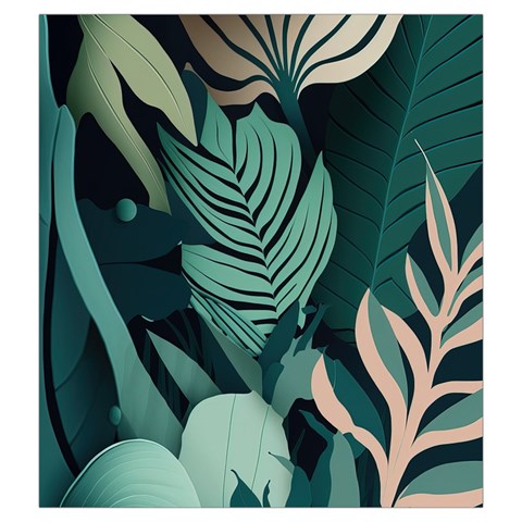 Green Nature Bohemian Painting Leaves Foliage Drawstring Pouch (2XL) from ArtsNow.com Front