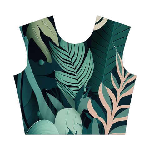 Green Nature Bohemian Painting Leaves Foliage Cotton Crop Top from ArtsNow.com Front