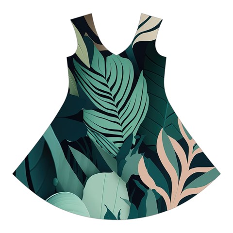 Green Nature Bohemian Painting Leaves Foliage Short Sleeve V Front