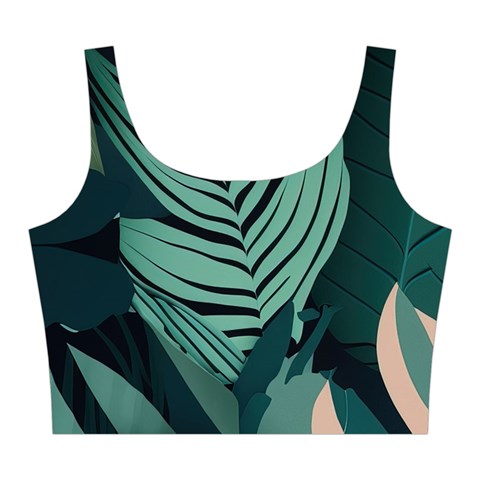Green Nature Bohemian Painting Leaves Foliage Midi Sleeveless Dress from ArtsNow.com Top Front