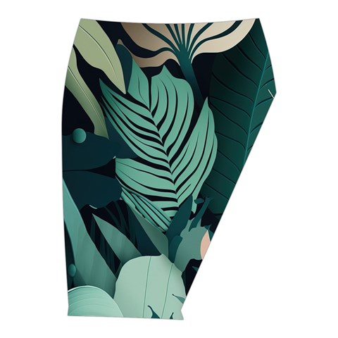 Green Nature Bohemian Painting Leaves Foliage Midi Wrap Pencil Skirt from ArtsNow.com  Front Right 