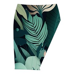Green Nature Bohemian Painting Leaves Foliage Midi Wrap Pencil Skirt from ArtsNow.com  Front Right 