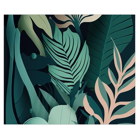 Green Nature Bohemian Painting Leaves Foliage Zipper Medium Tote Bag from ArtsNow.com Front