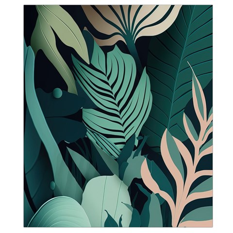 Green Nature Bohemian Painting Leaves Foliage Waist Pouch (Large) from ArtsNow.com Back Strap