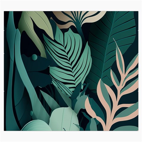 Green Nature Bohemian Painting Leaves Foliage Roll Up Canvas Pencil Holder (S) from ArtsNow.com Front